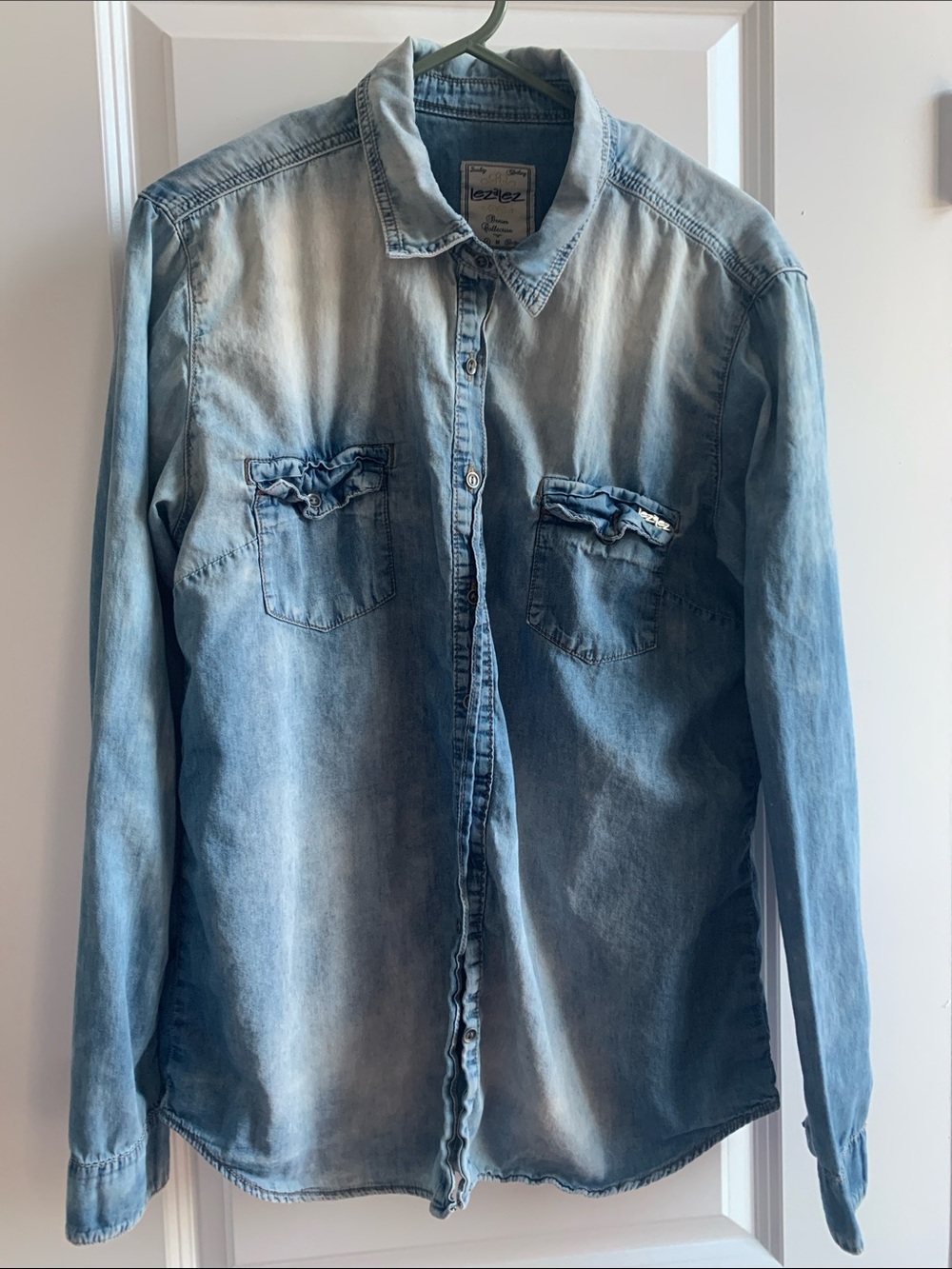 Light Wash Denim Button-Down Shirt - Women